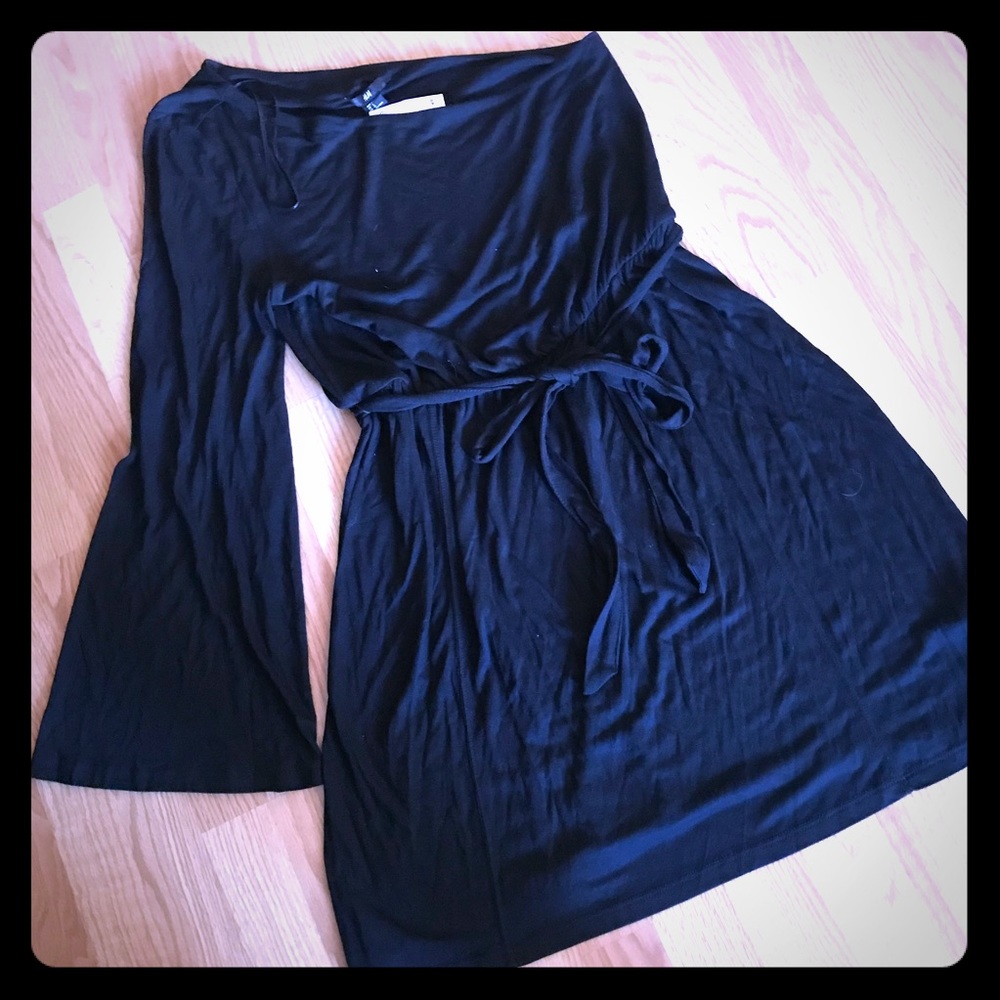 H&M one shoulder, bell sleeve jersey dress
